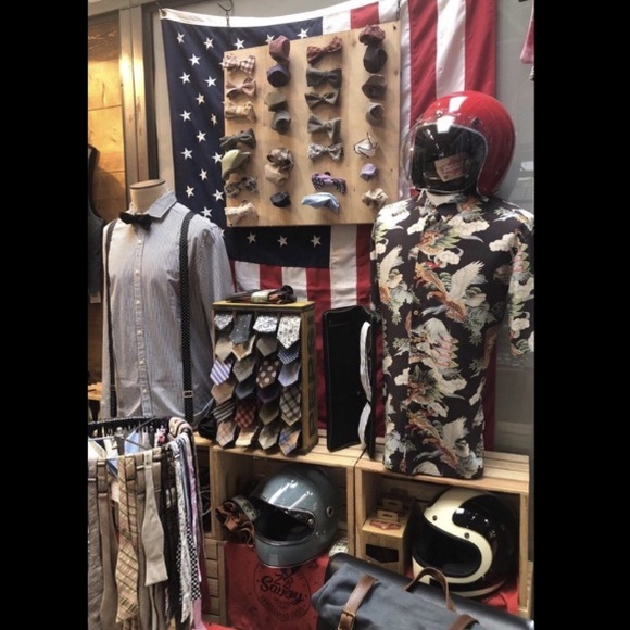 ZB Savoy Floral Navy Chambray Denim Bow Tie - Picture 7 of 8